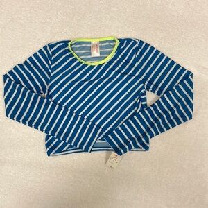 5/$20 NWT cat & jack long sleeve cropped striped rashguard large 10/12